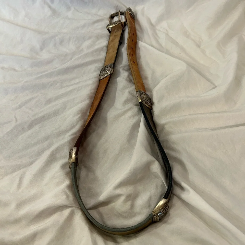 Brighton Women’s‎ Leather Colorblock Silver Hardware Belt 38”